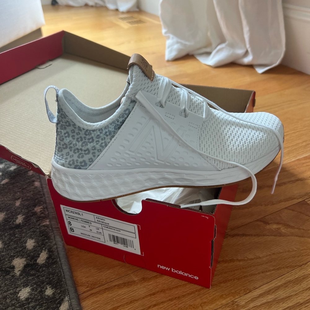 NEW New Balance Fresh Foam Cruz White and Leopard, Women Size 8